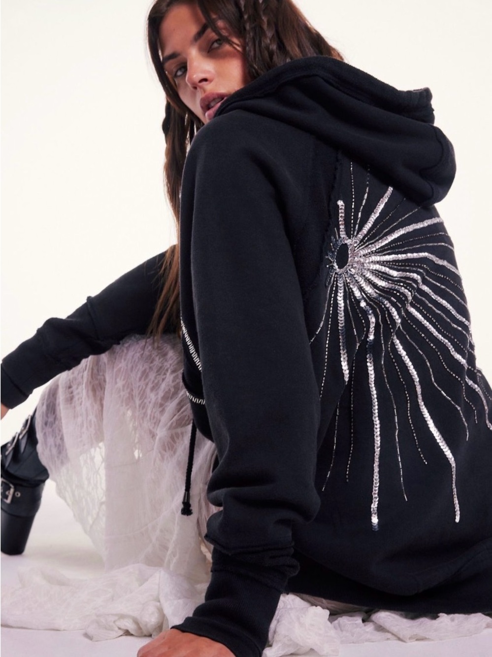 Free People We The Free In The Light Hoodie. NWT. Black